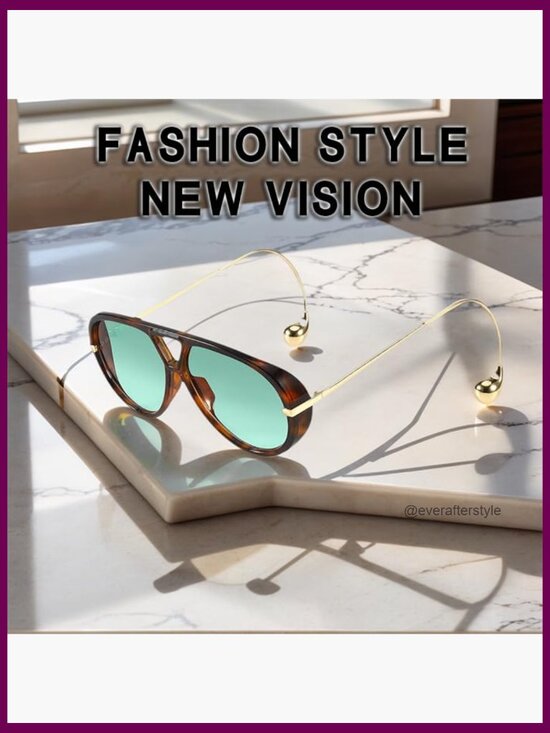 Oversized Aviator Sunglasses with Double Bridge and Earrings main image 4